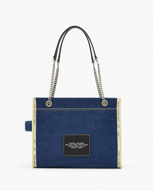 The Denim  Chain Medium Tote Bag