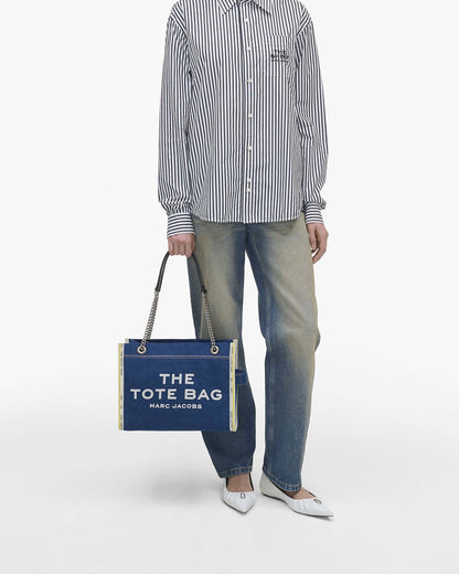 The Denim  Chain Medium Tote Bag