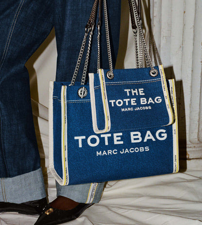 The Denim  Chain Medium Tote Bag