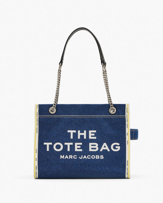 The Denim  Chain Medium Tote Bag
