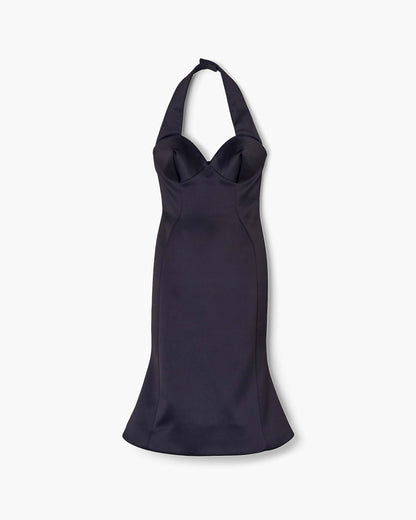 Sculpted Satin Halter Dress