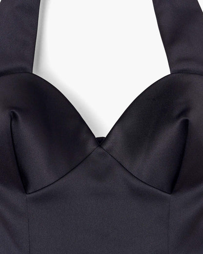 Sculpted Satin Halter Dress