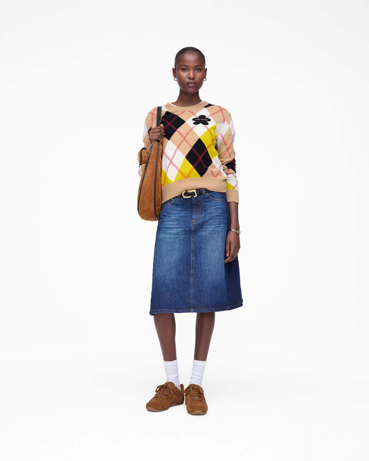 Two Tone Shadow Denim Skirt