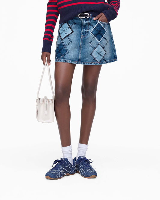 Argyle Patchwork Mini Skirt