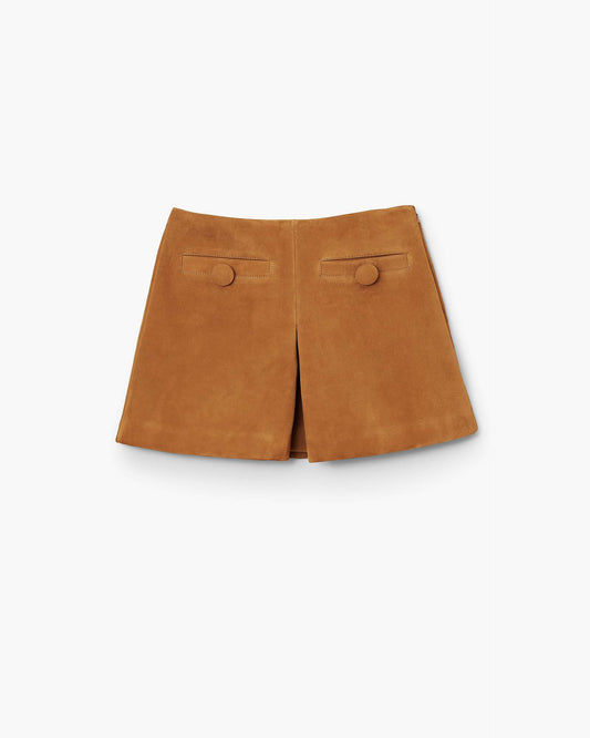 Suede Box Pleat Mini Skirt