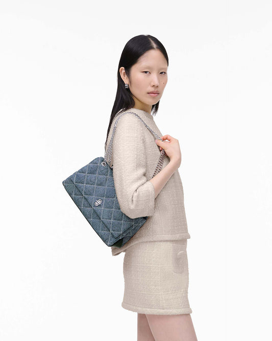 The Quilted  Denim Dual Convertible Shoulder Bag