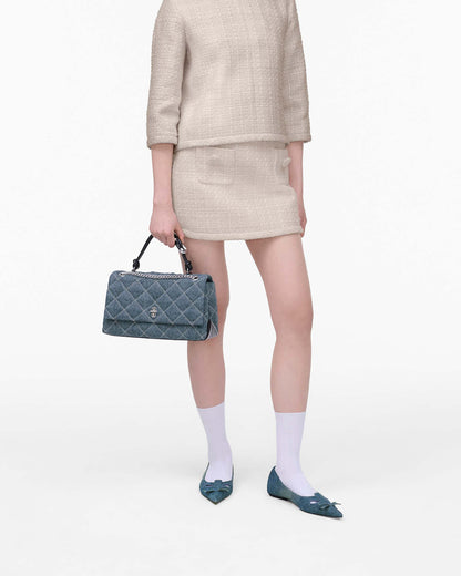 The Quilted  Denim Dual Convertible Shoulder Bag