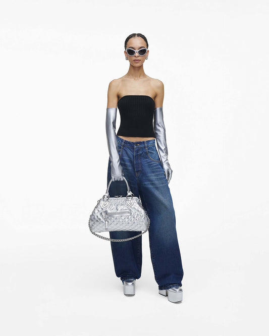 Re-Edition Quilted  Metallic Leather Stam Bag