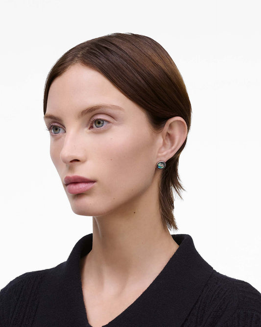 The Button  Abalone Stud Earrings