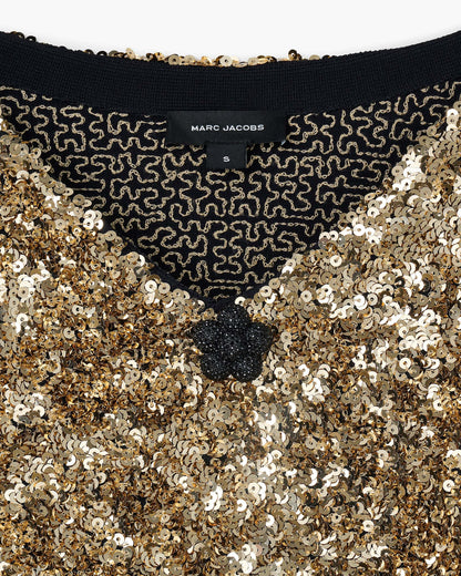 Sequin V-Neck Knit Dress