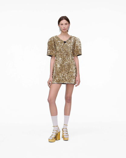 Sequin V-Neck Knit Dress